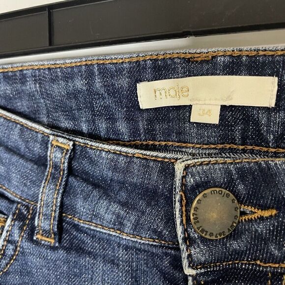 Maje Jeans Blue Fray hem denim jeans Slim Straight size XS US 0 - Picture 7 of 7